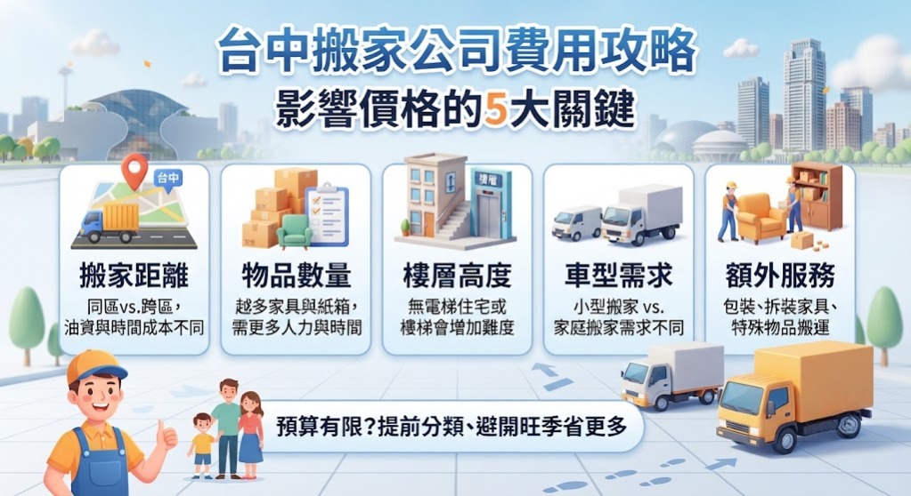 台中搬家公司推薦指南:搬家流程、費用與挑選方法完整整理